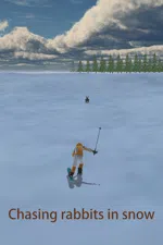 Chasing rabbits in snow