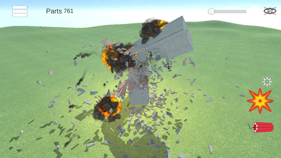 Destruction physics: explosion demolition sandbox