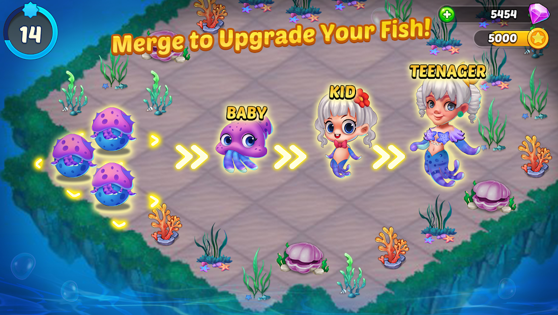 Merge Mermaids-design home&create magic fish life.