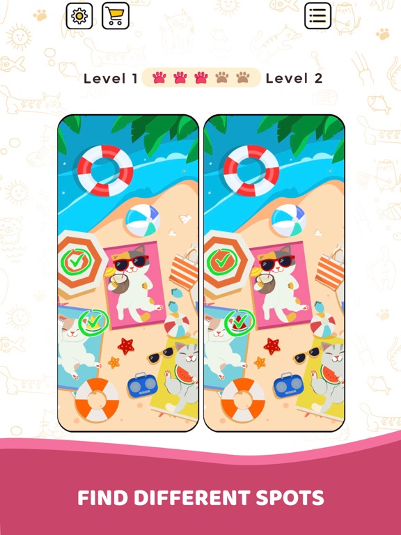 Cat game: Find different spots